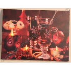 Картина с LED подсветкой: свечи и коктейль, выполненная на холсте